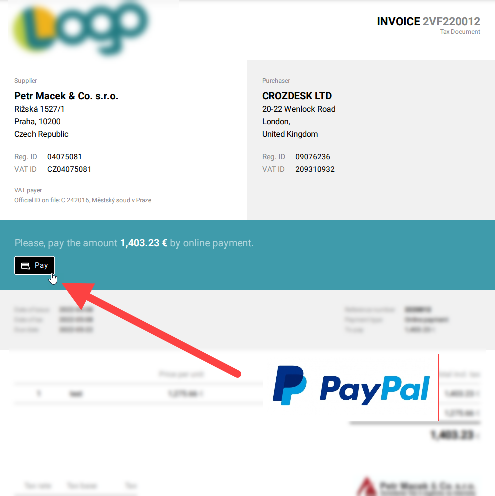 Get paid for invoices by a payment card